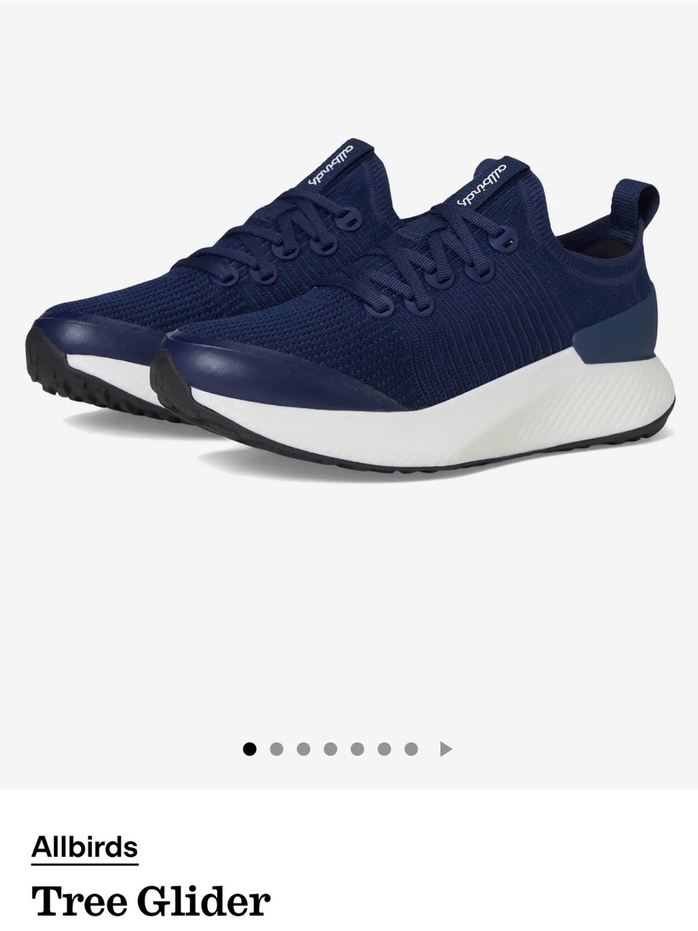 allbirds Tree Glider Navy and White Athletic Shoes
